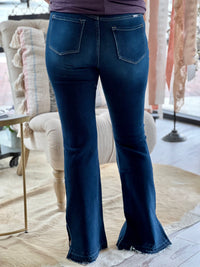 Released Hem Side Slit Flare Jeans